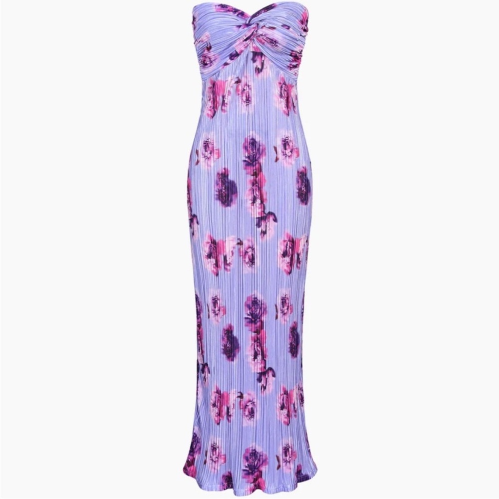 Commence Floral Plisse Twist Tube Long Dress